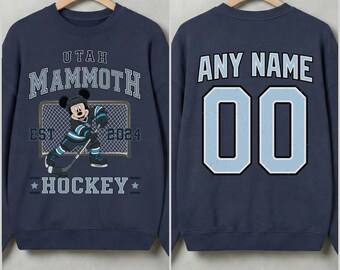 Utah Mickey Mammoth Benutzerdefinierte Name & Nummer Shirt, Utah Mammoth Shirt, Winnipeg Hockey-Shirt, kundenspezifisches Hockey-Shirt, Hockeynummer-Shirt