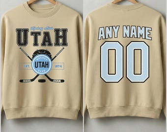 Personalisierte Utah Mammut Unisex Sweatshirt, Utah Mammut-Shirt, Winnipeg Hockey-Shirt, kundenspezifisches Hockey-Shirt, Hockeyzahlen-Shirt