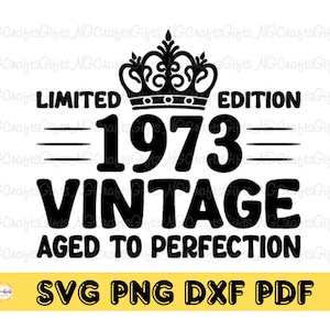 50.º cumpleaños en 2023 Vintage 1973 Svg, 50.º cumpleaños Svg, Vintage 1973 Svg, 1973 Envejecido a la perfección, 1973 Edición limitada Svg Png