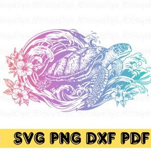 Floral Meeresschildkröte Schmuck, Meeresschildkröte mit Blume Blatt, Schildkröte Blatt Clipart, Meerestier Vektor, digitaler Download