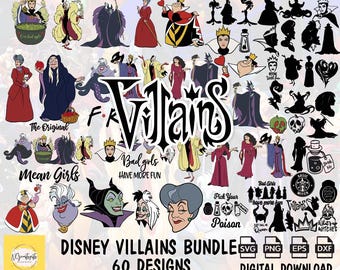 Paquete SVG de villanos: Maléfica, Reina Malvada y más (descarga digital)