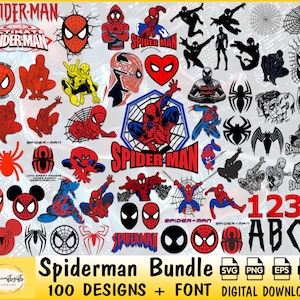 Oltre 200 file di Spiderman SVG Bundle a strati, file di taglio clipart png di Spider Man, oltre 600 file di design regalo unici