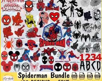 Spiderman SVG-bundel: gelaagde clipart, cadeauontwerpen (digitale download)