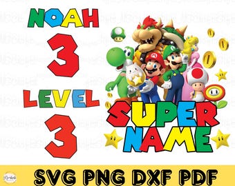 PNG personalizado de Mario para cumpleaños: Diseño personalizado de Super Mario (Descarga digital)