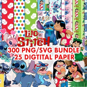 Lilo and Stitch Digital Papers, Lilo and Stitch Svg Png Clipart-bundel, Stitch Png, Stitch Svg digitale download
