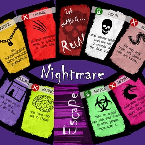 Alptraum - kannst du entkommen? Kooperatives Spiel um Wahnsinn, Schrecken und Hoffnung - Pokerkarten PDF PnP Dateien