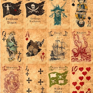 Rey Pirata - retema de gloria descolorida - baraja de cartas bridge - juego de pujas - PnP - PDF - gráficos de alta resolución