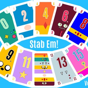Minimal Adventure Time "Stab Em" / "Sticheln" - rethema ver. 2 - kaarten ter grootte van een bridge - pdf - Print n Play - plus tal van andere kaartspellen