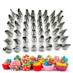 48 stainless steel head decorating mouth - cream cake baking cups set DIY cookie roses home