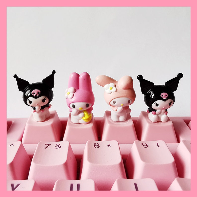 Kuromi Keycap Hello Kitty Key Caps Cute Keycaps Anime Etsy