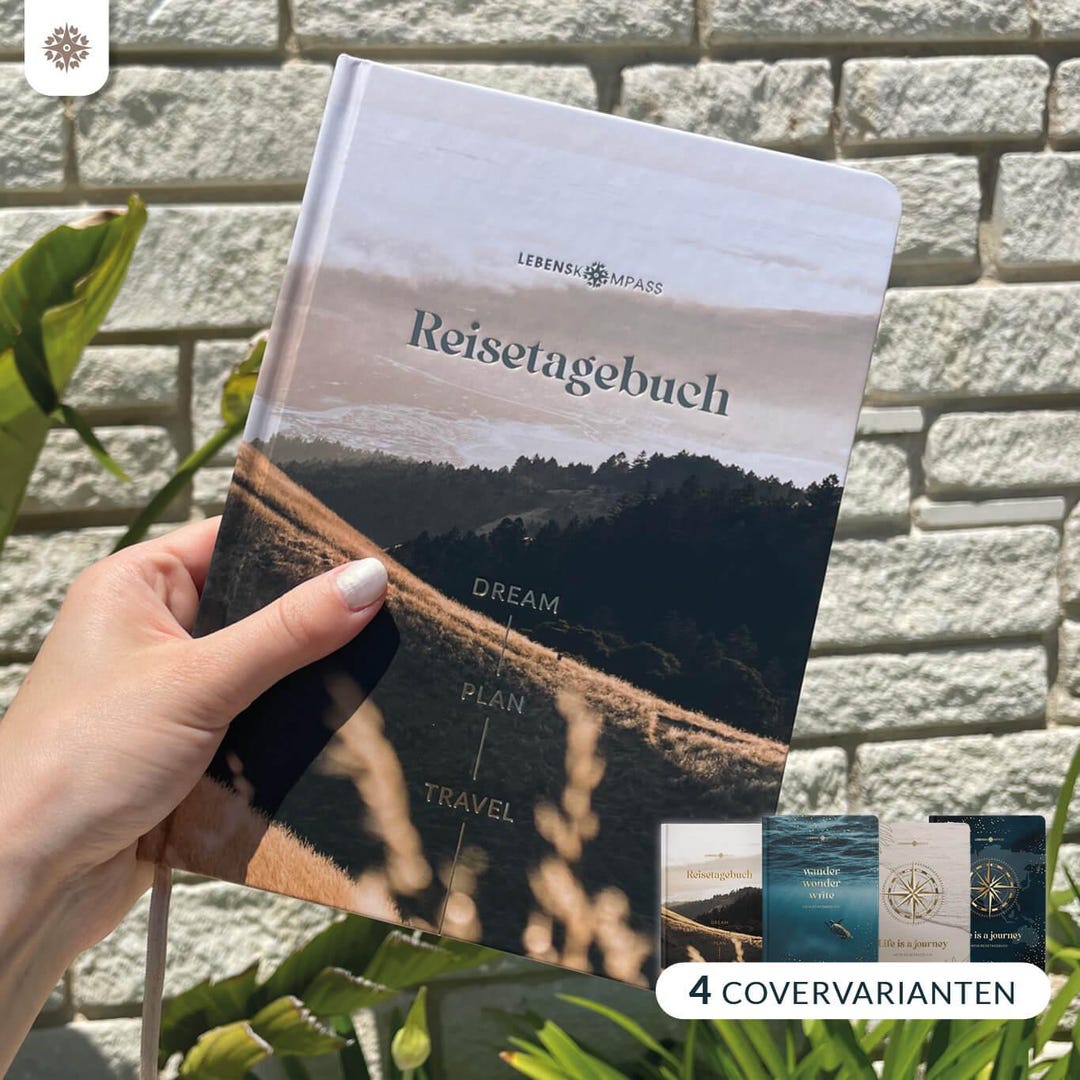 LEBENSKOMPASS Reisetagebuch A5 - Platz Für 50 Reiseerinnerungen Mit Weltkarte