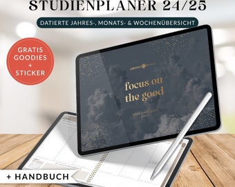 Digitaler Studienplaner 2024 2025 "WOLKIG" von Lebenskompass - Goodnotes Planer, iPad Planer, Notability Planer, Hyperlinks Deutsch