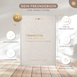 Freundebuch für Erwachsene Ein Erwachsenen Freundebuch mit für 30 Freunde, abwechselnden Vorlagen, A5 Hardcover mit Goldveredelung Bild 3