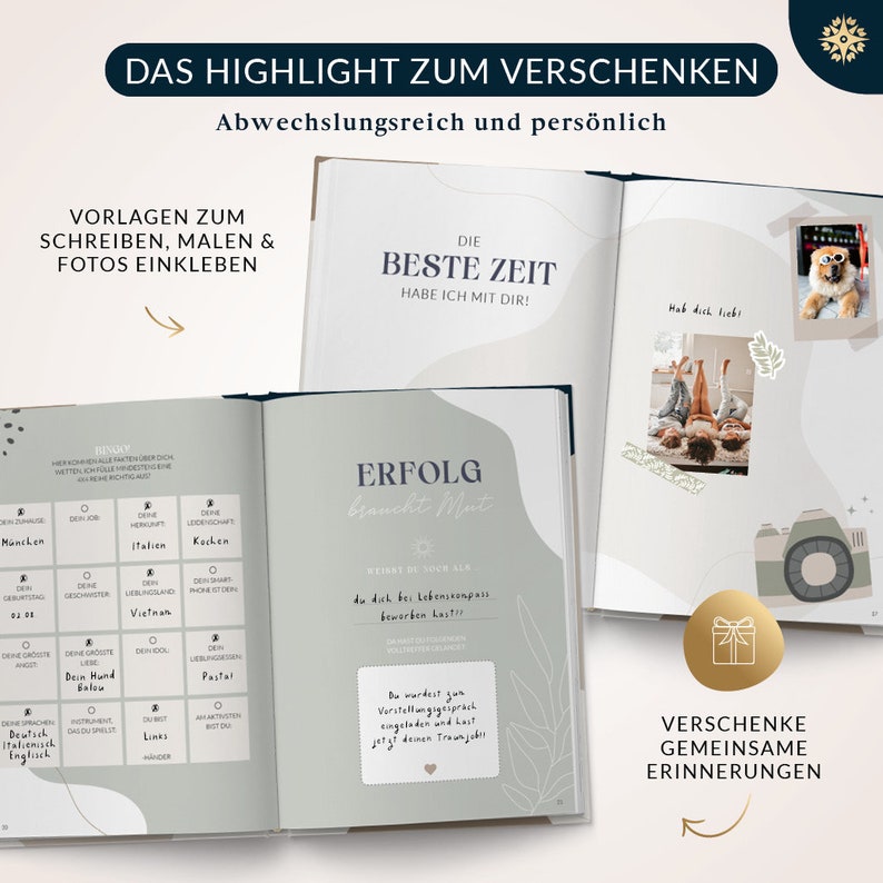 Ein Buch über Dich Erinnerungsalbum für beste Freunde zum Ausfüllen & Verschenken, Ausfüllbuch Geschenkidee Geburtstag Weihnachten Bild 4