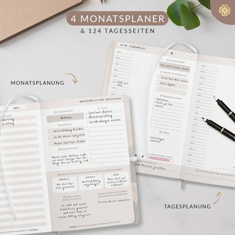 Tagesplaner Undatiert Produktivitätsplaner 4 Monate mit 124 Tagesübersichten Daily Planner mit Remindern und Reflexionsfragen Bild 7