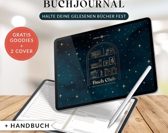 Digitales Buchjournal inkl. Tracker, Listen, Statistiken & Challenges - Goodnotes Planer, iPad Planer, Notability Planer, Hyperlinks Deutsch