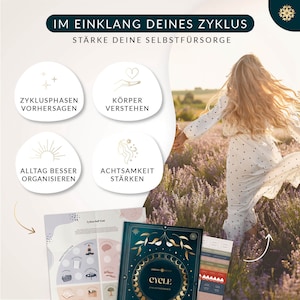 Zyklustagebuch Periodenkalender für Frauen und Mädchen, Für 6 Zyklen Zykluskalender mit Monatsübersicht, Reflexionsfragen und mehr, DIN A5 Bild 3