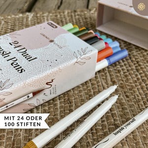 Brush Pen Set mit 24 & 100 wasserbasierten Dual Brush Pen Stiften - Pinselstifte für: Malbuch, Handlettering, Kalligraphie, Bullet Journal