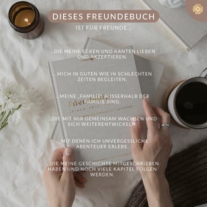 Freundebuch für Erwachsene Ein Erwachsenen Freundebuch mit für 30 Freunde, abwechselnden Vorlagen, A5 Hardcover mit Goldveredelung Bild 8