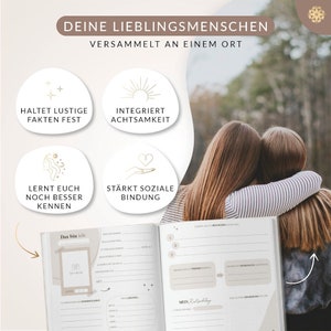 Freundebuch für Erwachsene Ein Erwachsenen Freundebuch mit für 30 Freunde, abwechselnden Vorlagen, A5 Hardcover mit Goldveredelung image 4