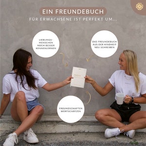 Freundebuch für Erwachsene Ein Erwachsenen Freundebuch mit für 30 Freunde, abwechselnden Vorlagen, A5 Hardcover mit Goldveredelung image 2