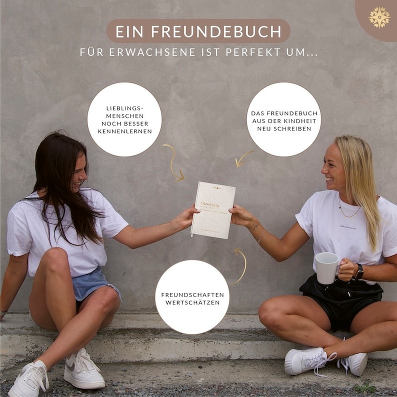 Freundebuch für Erwachsene Ein Erwachsenen Freundebuch mit für 30 Freunde, abwechselnden Vorlagen, A5 Hardcover mit Goldveredelung Bild 2