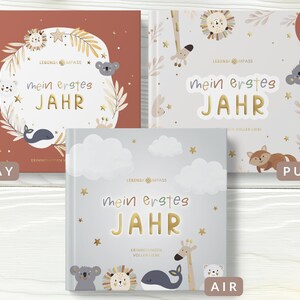 Baby-Erinnerungsalbum Hardcover Ausfüllalbum für Meilensteine im 1. Lebensjahr inklusive Stickern Geschenk zur Geburt Bild 2