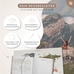 Reisetagebuch zum Ausfüllen Weltkarte Poster A5 Platz für 50 Erinnerungen zum selberschreiben Reisedokumentation & Achtsamkeit image 3