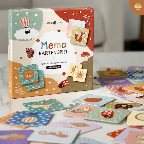 Memo Spiel für Kinder Liebevolles Merkspiel ab 3 Jahren Mitbringsel Spielzeug als Lernspielzeug für mehr Konzentration (48 Karten)