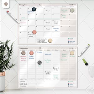 FlexiPlan - Selbsthaftender Wandplaner abwischbar, Whiteboard haftend auf glatten Oberfläche, undatierter Wandkalender