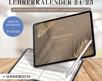 Digitaler Lehrerkalender 2024 2025 COZY Lebenskompass - Goodnotes Planer, iPad Planer, Notability Planer, Hyperlinks Deutsch