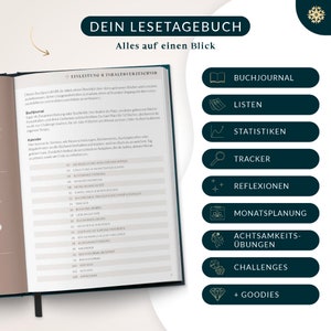 Lesetagebuch & Book Journal Buchclub Hardcover DIN A5 Tagebuch für Erwachsene Book Reading Bullet Journal Tracker Booktok Bild 4