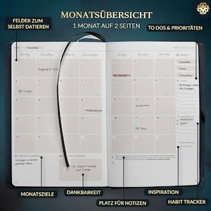 Terminplaner Undatiert A5 STARGAZING Schöner Hardcover Kalender ohne Datum Terminkalender mit Stifthalter, Froschtasche Extras imagen 5