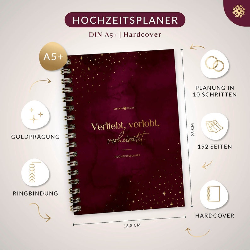 Hochzeitsplaner mit Poster Deutsch von Lebenskompass® Wedding Planner mit Terminplan, Listen und Tipps für eine perfekte Hochzeit image 3