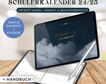 Digitaler Schülerkalender 2024 2025 von Lebenskompass "SKY" - Goodnotes Planer, iPad Planer, Notability Planer, Hyperlinks Deutsch