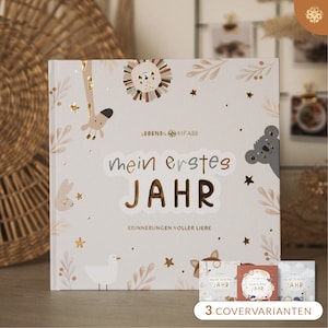 Baby-Erinnerungsalbum Hardcover Ausfüllalbum für Meilensteine im 1. Lebensjahr inklusive Stickern Geschenk zur Geburt image 1