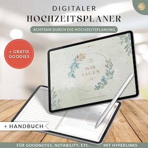 Digitaler Hochzeitsplaner von Lebenskompass, Achtsame Hochzeitsplanung, Goodnotes Planer, iPad Planer, Notability Planer, Hyperlinks Deutsch