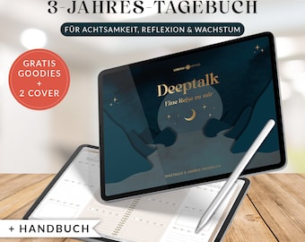 Digitales 3-Jahres-Tagebuch "DEEPTALK" - Goodnotes Planer, iPad Planer, Notability Planer, PDF mit Hyperlinks Deutsch