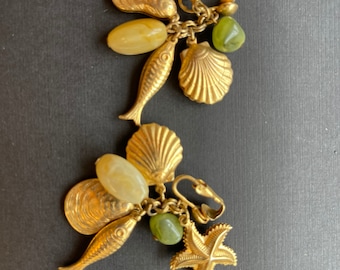 Vintage seaside clip on earrings