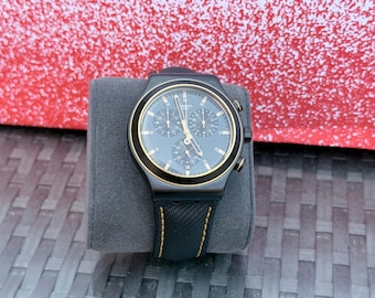 Orologio Swatch Irony Chrono Noho Time – Cronografo al quarzo svizzero in acciaio nero con dettagli dorati