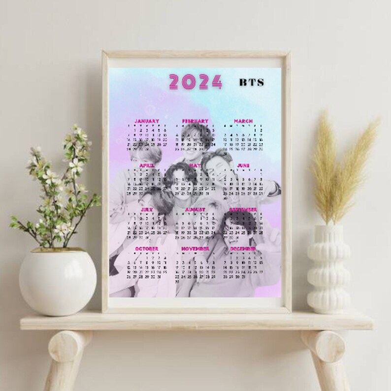 Calendario imprimible BTS 2024 calendario bts PNG fondo de Etsy España