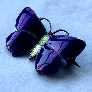 Lovely little rare sterling silver and enamel butterfly brooch by Charles Horner of Halifax