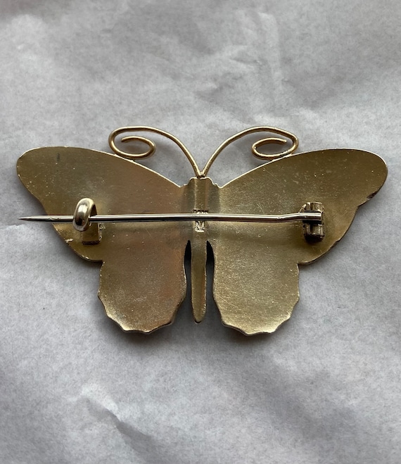 Alilang Butterfly Statement Brooch Pin – Silvery Tone With Opal-Like Stones, Fashion Jewelry