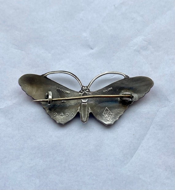 Lovely sterling silver and pink enamel butterfly … - image 4