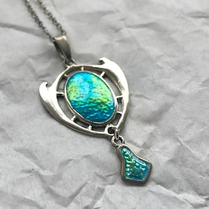 Antique CHARLES HORNER Sterling Silver Enamel Pendant