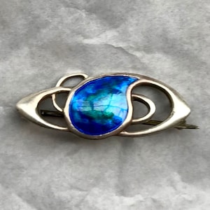 Lovely Sterling silver enamel art nouveau brooch by Charles Horner