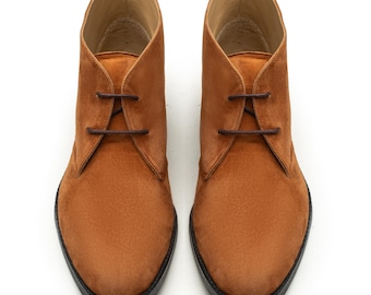 Handcrafted Men's Suede Chelsea Boots | Premium Leather Lace-Up Boots | Dainite Sole | Made to Order | Luxury Dress Boots