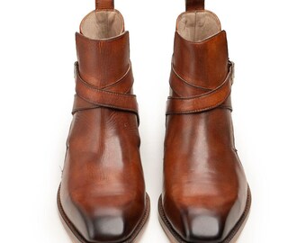 Handcrafted Tan Leather Jodhpur Boots | Italian Sole, Buckle Detail