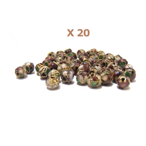 20 petites perles cloisonnées 6 mm//perles pour créations ethniques//perles indonésiennes