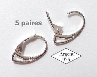 Dormeuses Argent 925//5 paires attaches boucles d'oreilles